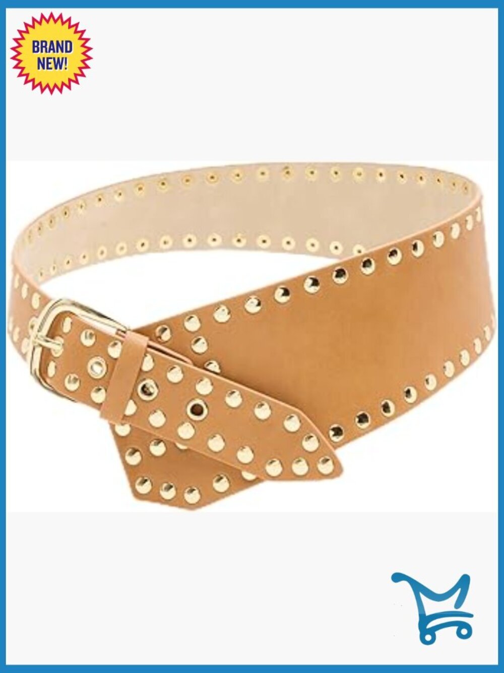 Womens Wide Pant Belt with Studded Details Adjustable